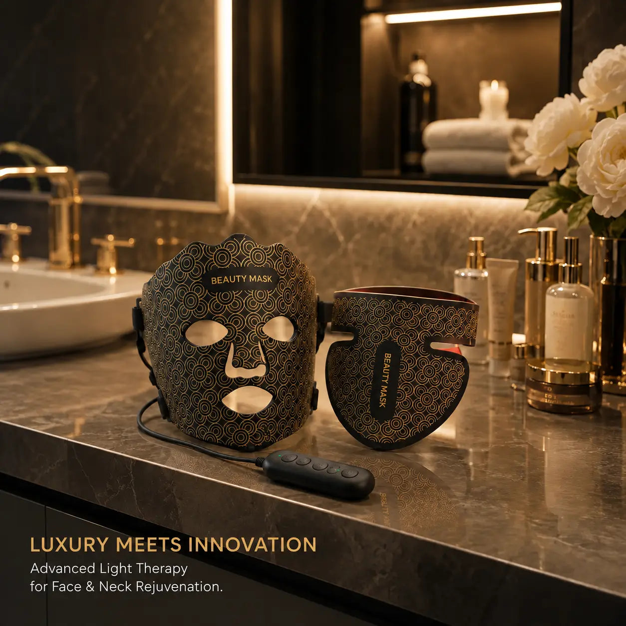 Red Light LED Facial Photon Rejuvenation Device With Silicone Beauty Mask
